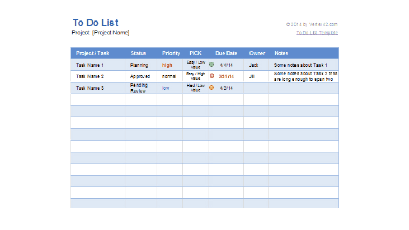 To Do” list template
