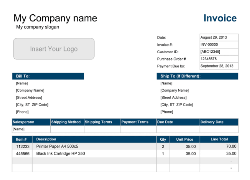 my company name -invoice