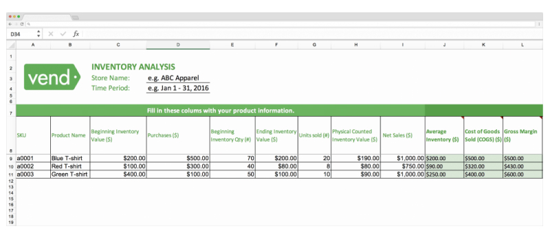 Inventory and Sales