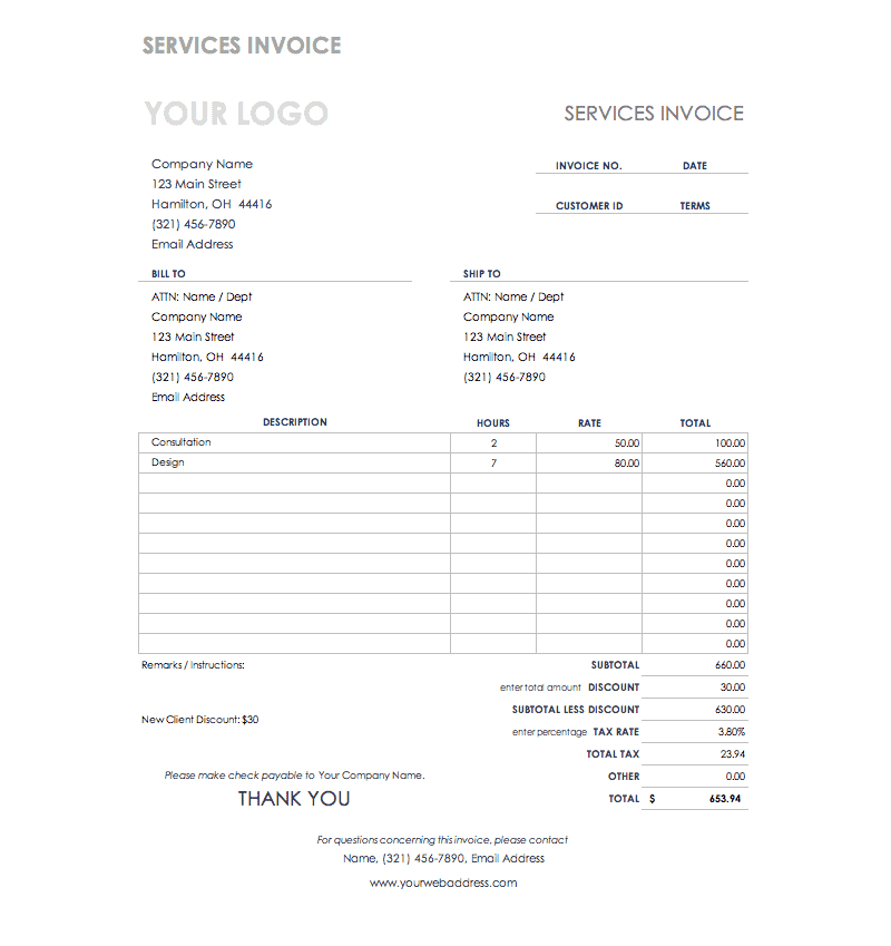 services invoice