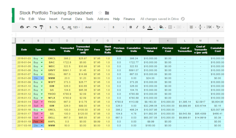 portfolio tracking spreadsheet