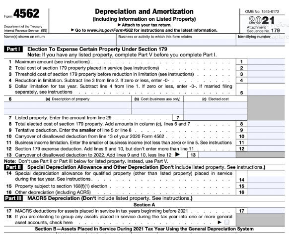 IRS Form 4562