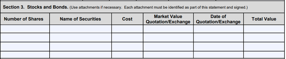 SBA Form 413 Section 3