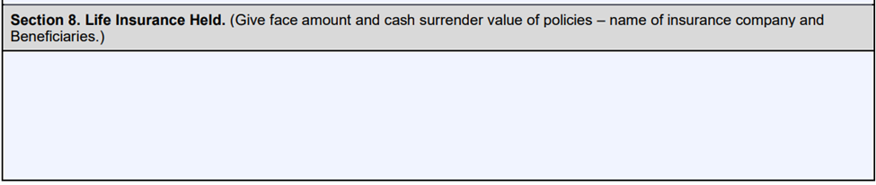 SBA Form 413 Section 8